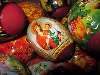 Dyed and decorated eggs for Easter